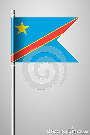 Flag of Democratic Republic of the Congo. National Flag on Flagpole. Isolated Illustration on Gray Vector Illustration