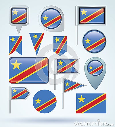 Flag of Democratic Republic of the Congo, vector illustration Vector Illustration