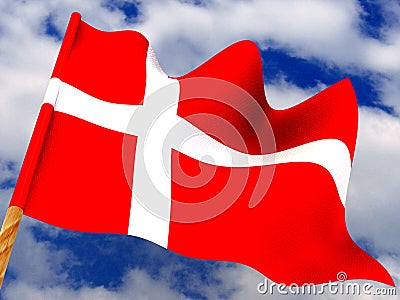 Flag. Denmark Cartoon Illustration