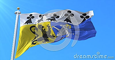 Flag of department of Finistere in the region of Brittany, France. 3d rendering Stock Photo