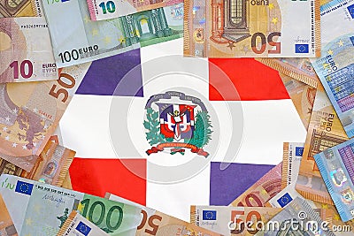 Flag Dominican Republic on the Euro banknotes background Stock Photo