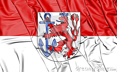 Flag of Dusseldorf North Rhine-Westphalia, Germany. 3D Illustration. Stock Photo