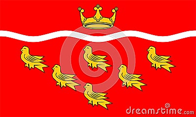 Flag of East Sussex Ceremonial county England, United Kingdom of Great Britain and Northern Ireland, uk crown and six gold Vector Illustration