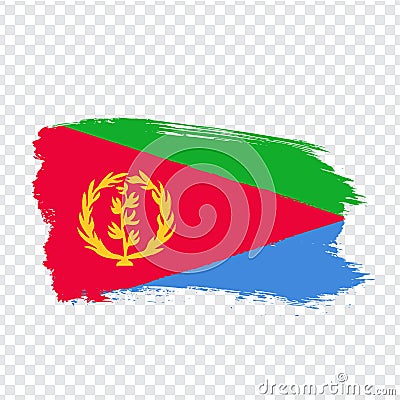 Flag Eritrea from brush strokes. Flag State of Eritrea on transparent background for your web site design, logo, app, UI. Vector Illustration