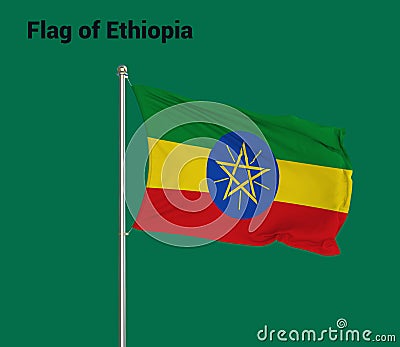 Flag Of Ethiopia, Ethiopia flag, National flag of Ethiopia. pole flag of Ethiopia Stock Photo