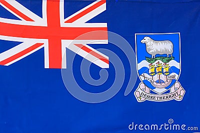 Flag Falkland Islands with rule `Desire the Right` Stock Photo