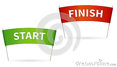 Flag finish. Flag Start for the competition. Red and green colors Vector Illustration