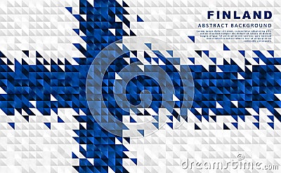 Flag of Finland. Abstract background of small triangles in the form of colorful blue and white stripes of the Finnish flag Vector Illustration