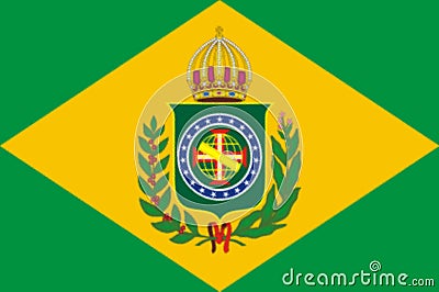Glossy glass Flag of the First Empire of Brazil, with 19 stars representing the provincies by the time Stock Photo