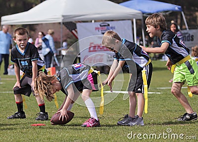 A Flag Football Game for 5 to 6 Year Olds Editorial Stock Photo