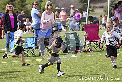 A Flag Football Game for 5 to 6 Year Olds Editorial Stock Photo