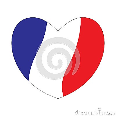 Flag of France in a heart shape Cartoon Illustration