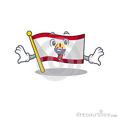 Flag french polynesia Scroll Surprised gesture on cartoon character style Vector Illustration