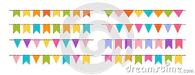 Flag garland bunting birthday flat set vector Vector Illustration