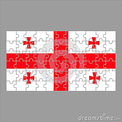 Flag of Georgia puzzle on gray background. Vector Illustration