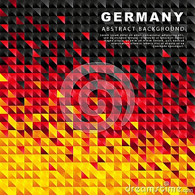 Flag of Germany. Abstract background of small triangles in the form of colorful black, red and yellow stripes of the German flag Vector Illustration
