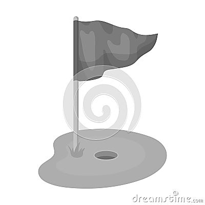 Flag and golf course.Golf club single icon in monochrome style vector symbol stock illustration web. Vector Illustration