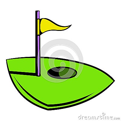 Flag on a golf course icon, icon cartoon Vector Illustration