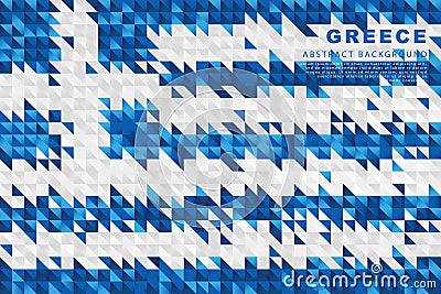 Flag of Greece. Abstract background of small triangles in the form of colorful blue and white stripes of the Greek flag Vector Illustration