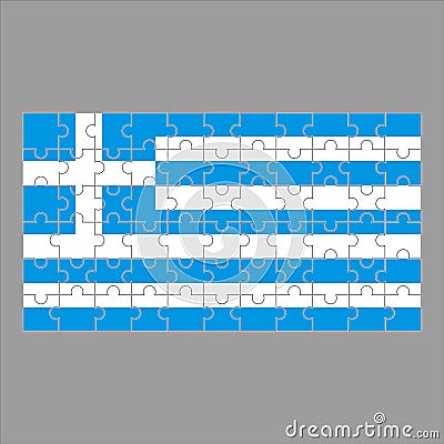 Flag of Greece puzzle on gray background. Vector Illustration