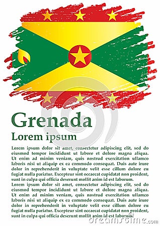 Flag of Grenada, Grenada is a country in the West Indies, Island of Spice. Template for award design, an official document with th Cartoon Illustration