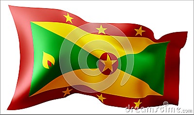 Flag of the Grenada waving in the wind. Vector Illustration