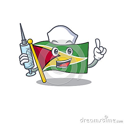Flag guyana nurse flown on mascot pole Vector Illustration