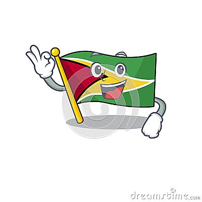 Flag guyana okay flown on mascot pole Vector Illustration