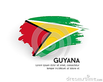 Flag of Guyana vector brush stroke design isolated on white background Vector Illustration