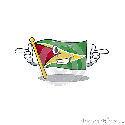 Flag guyana wink flown on mascot pole Vector Illustration