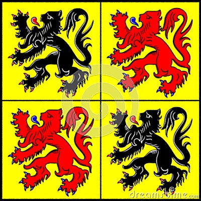 The flag of Hainaut Province historically also known as Heynowes Stock Photo