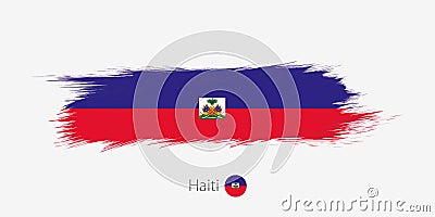 Flag of Haiti, grunge abstract brush stroke on gray background Vector Illustration