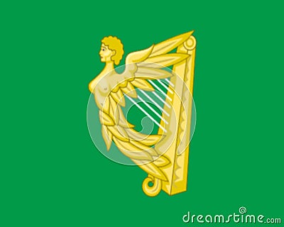 Glossy glass flag of the Green harp associated with Irish nationalism Stock Photo