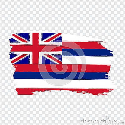 Flag of Hawaii from brush strokes. United States of America. Flag Hawaii on transparent background for your web site design, logo Vector Illustration