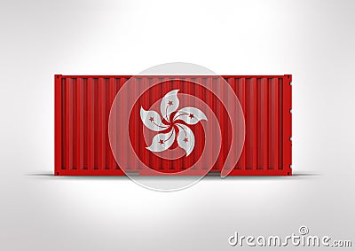 Flag of Hong Kong. Container in 3D.rendering Stock Photo