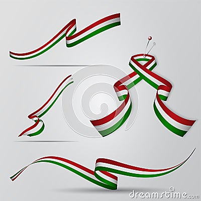 Flag of Hungary. Hungarian ribbons set. Vector illustration. Vector Illustration