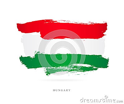 Flag of Hungary. Brush strokes Vector Illustration