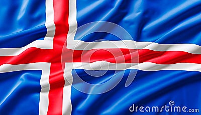 Flag of Iceland with folds Stock Photo