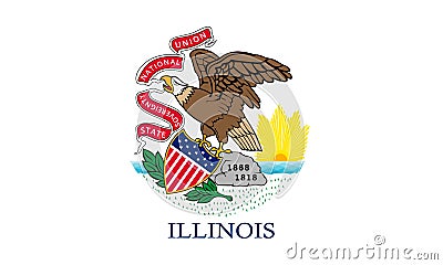 Flag of Illinois state, vector illustration. Coat of arms of Illinois state, high-quality hand-drawn illustration Vector Illustration