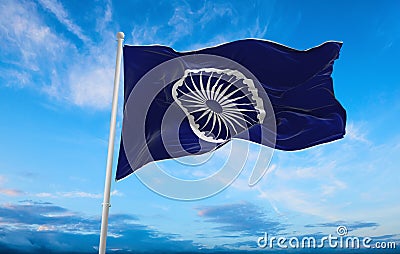 flag of Indo-Aryan ethnoreligious groups Dalit Buddhists at clou Cartoon Illustration