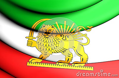 Flag of Iran 1886. Old Lion and Sun Flag. 3D Illustration Stock Photo