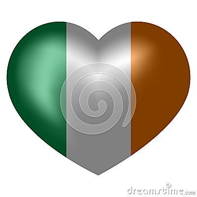 Flag of Ireland in heart shape. illustration. Vector Illustration