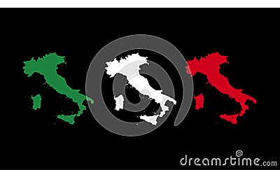 Flag of Italy with 3 map Vector Illustration