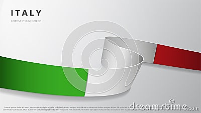 Flag of Italy. Realistic wavy ribbon with italian flag colors. Graphic and web design template. National symbol Vector Illustration