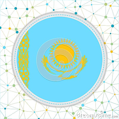 Flag of Kazakhstan with network background. Vector Illustration