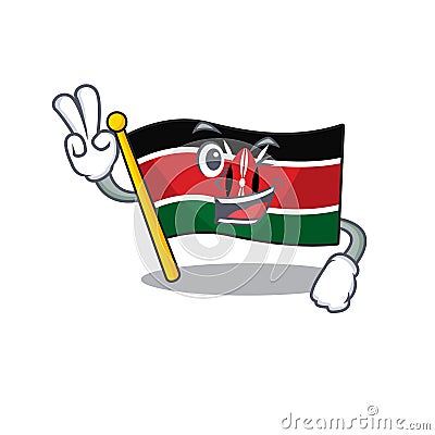 Flag kenya isolated two finger mascot on cartoon Vector Illustration