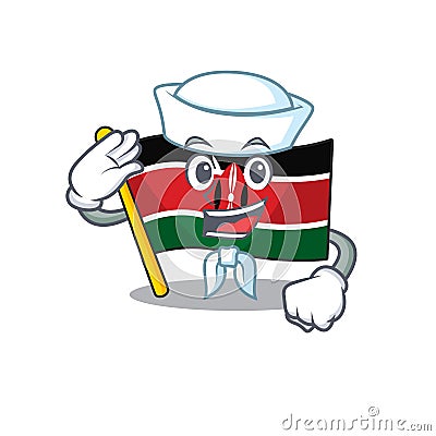 Flag kenya sailor cartoon with character happy Vector Illustration