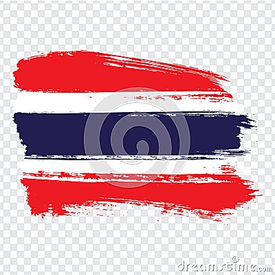 Flag Kingdom of Thailand, brush stroke background. Flag Thailand on transparent background Vector Illustration