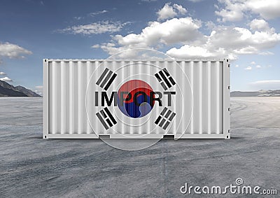 Flag of Korea, Container in 3D rendering, ships Stock Photo