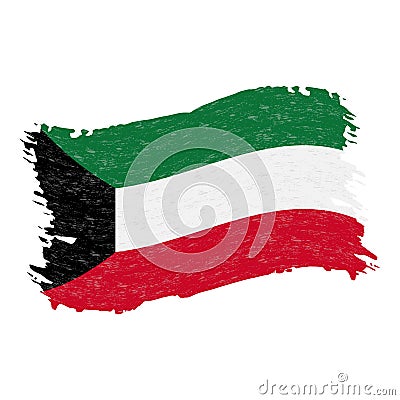 Flag of Kuwait, Grunge Abstract Brush Stroke Isolated On A White Background. Vector Illustration. Vector Illustration